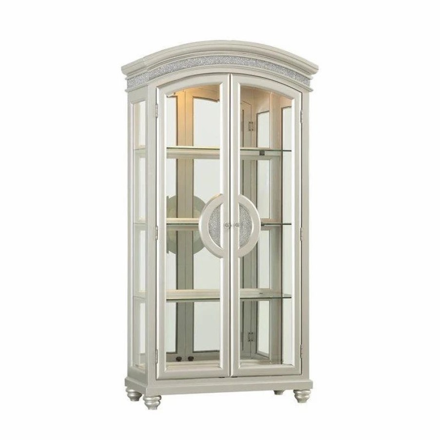 China Cabinets & Hutches * | Acme Furniture Acme Curio With Platinum Finish 61806