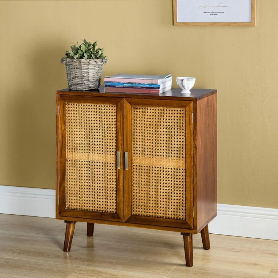 Accent Chests & Cabinets * | Karat Home Solid Wood 2, Door Accent Cabinet, Cherry