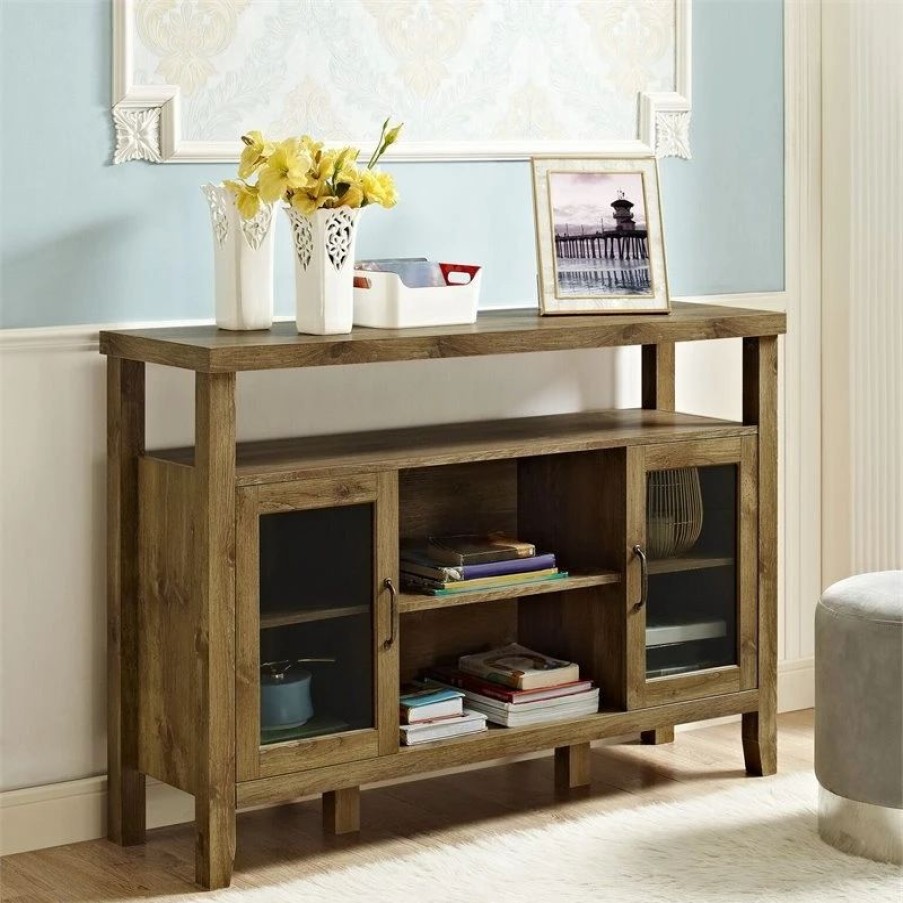 Buffets & Sideboards * | Walker Edison 52 Wood Console High Boy Buffet, Barnwood