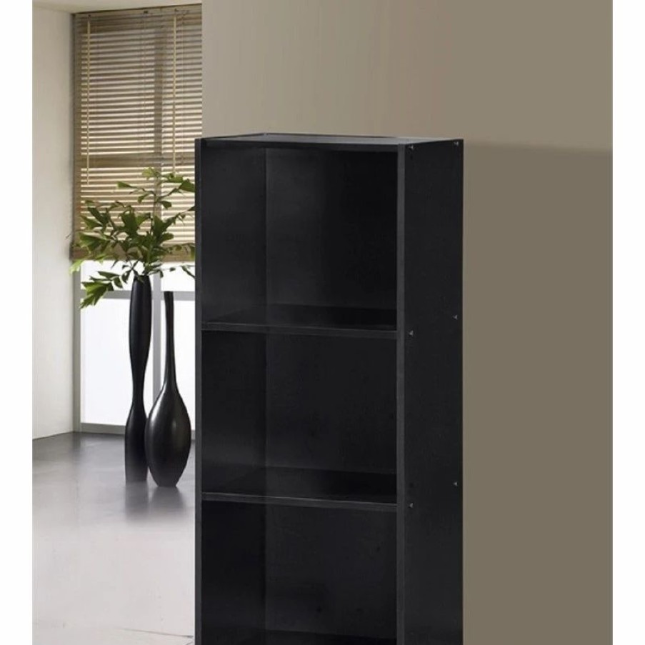 Bookcases * | Hodedah Import Inc. Hodedah 3 Shelf Bookcase In Black