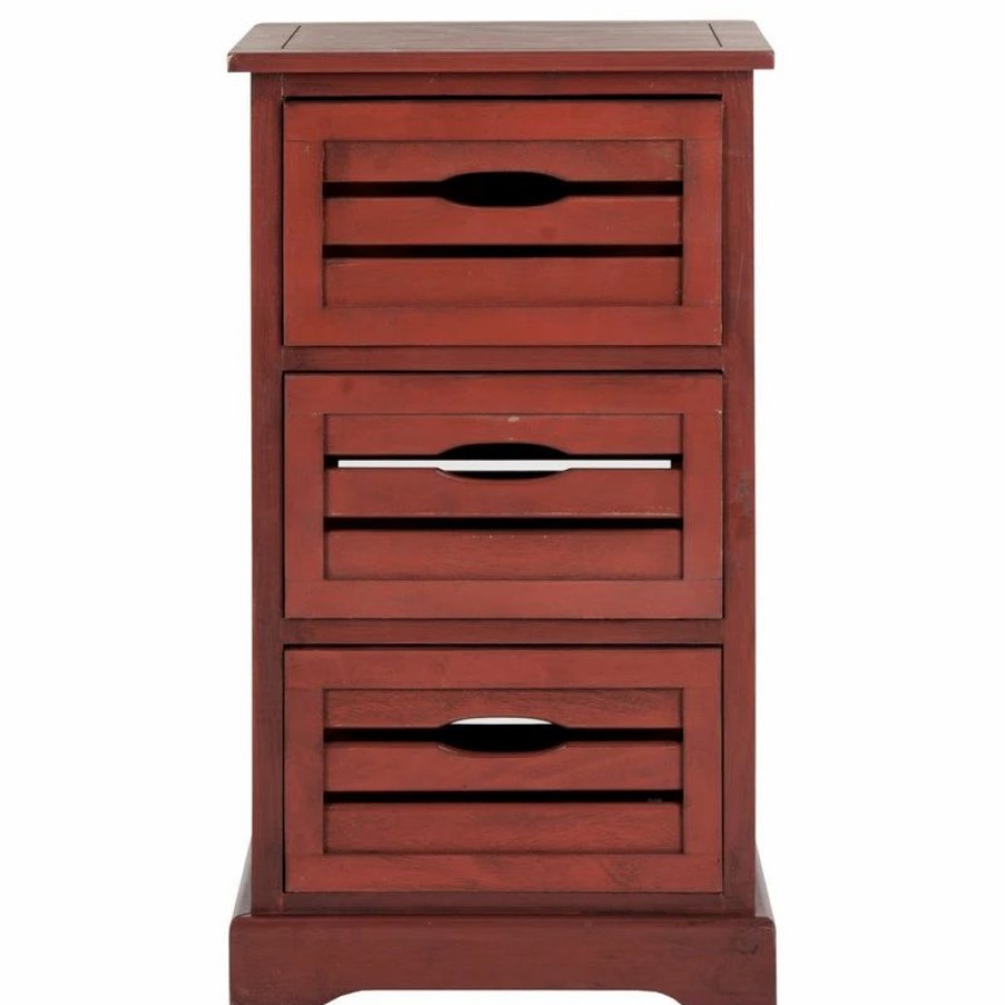 Accent Chests & Cabinets * | Safavieh Samara 3-Drawer Cabinet, Red