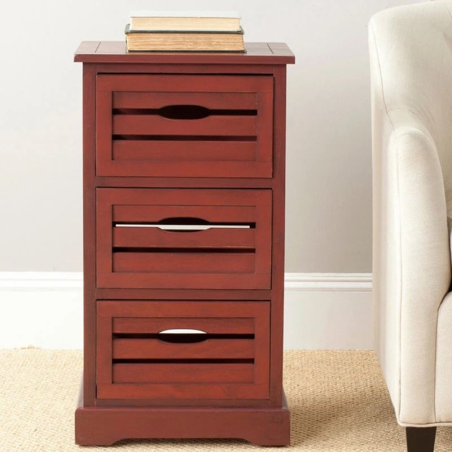 Accent Chests & Cabinets * | Safavieh Samara 3-Drawer Cabinet, Red