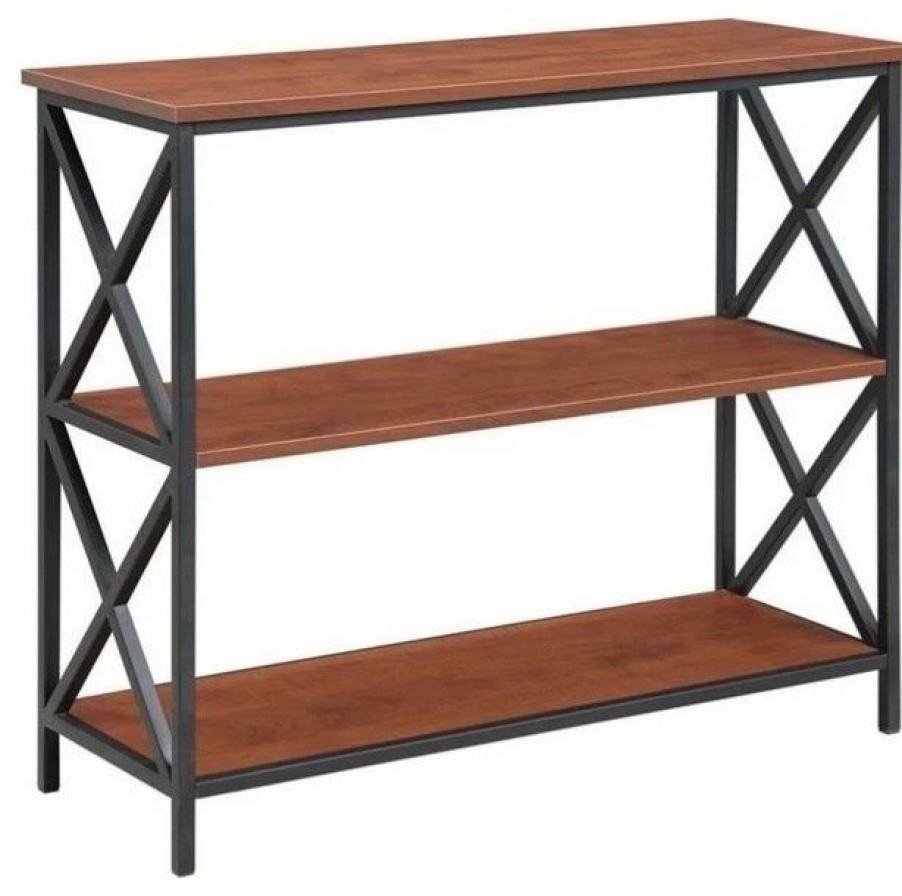 Bookcases * | Scranton & Co 3 Tier Bookcase In Black And Cherry