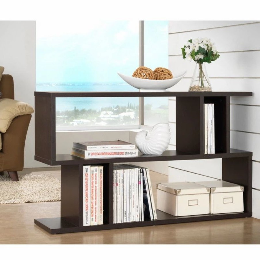 Bookcases * | Baxton Studio Goodwin 2, Level Dark Brown Modern Bookshelf