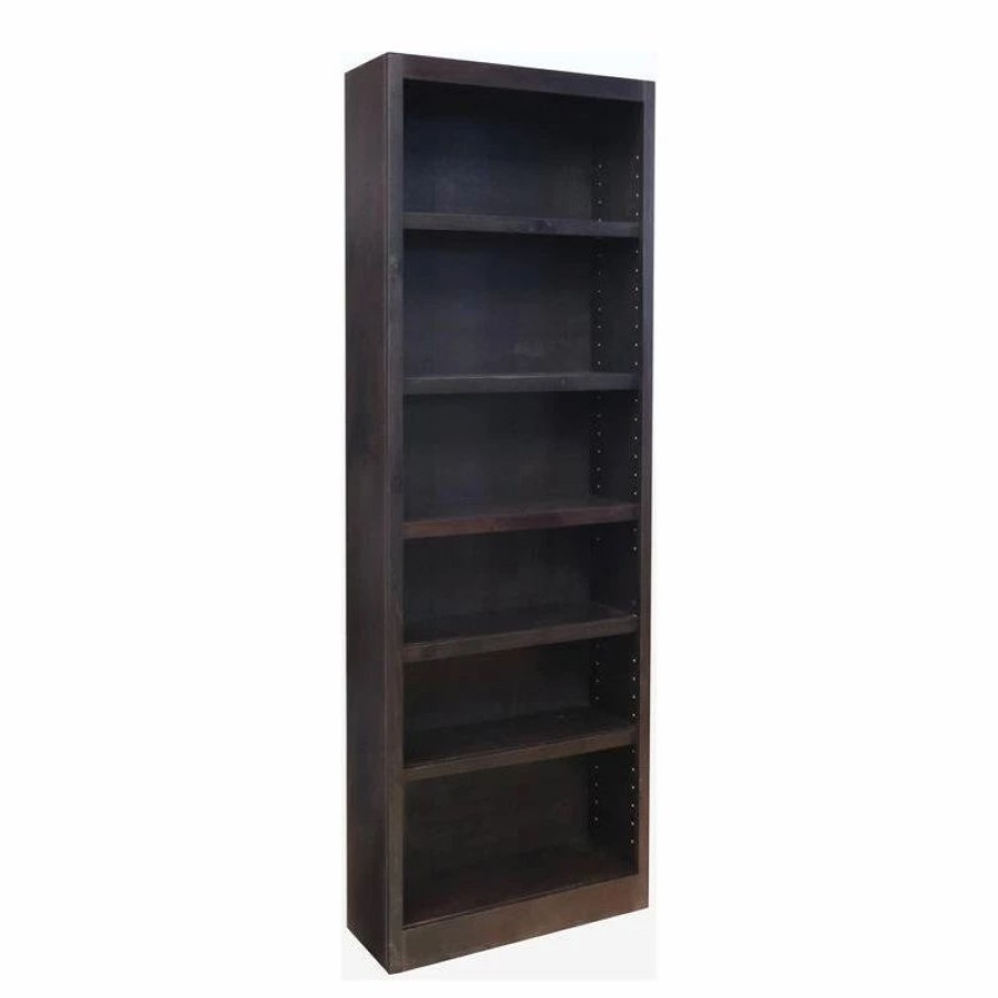 Bookcases * | Concepts In Wood Traditional 84 Tall 6-Shelf Wood Bookcase In Espresso