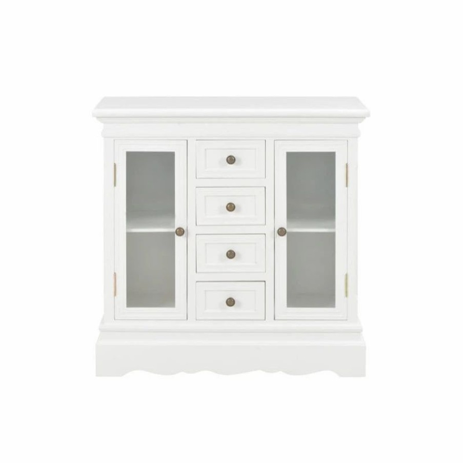 Buffets & Sideboards * | Vida Xl International B.V. Vidaxl Solid Pine Wood Sideboard White 27.6 Sturdy Storage Cabinet Furniture