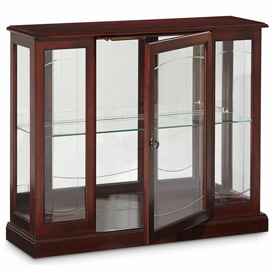 China Cabinets & Hutches * | Home Meridian Pulaski Lighted 1 Shelf Console Display Cabinet With Brown Finish 6705