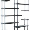 Bookcases * | Furniture Pipeline Nashville Mid-Century Etagere Bookcase, Black Steel/Dark Brown