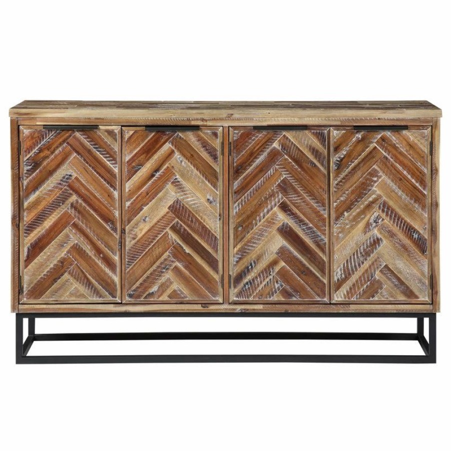 Buffets & Sideboards * | Coast To Coast Imports, Llc Vail Natural Browns Industrial Four Door Media Credenza