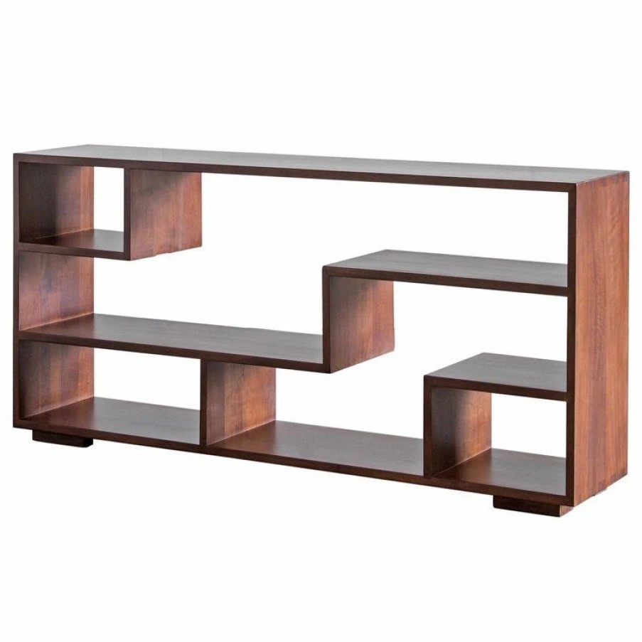 Bookcases * | Gingko Furniture Zen Book Case, Long, Classic Walnut