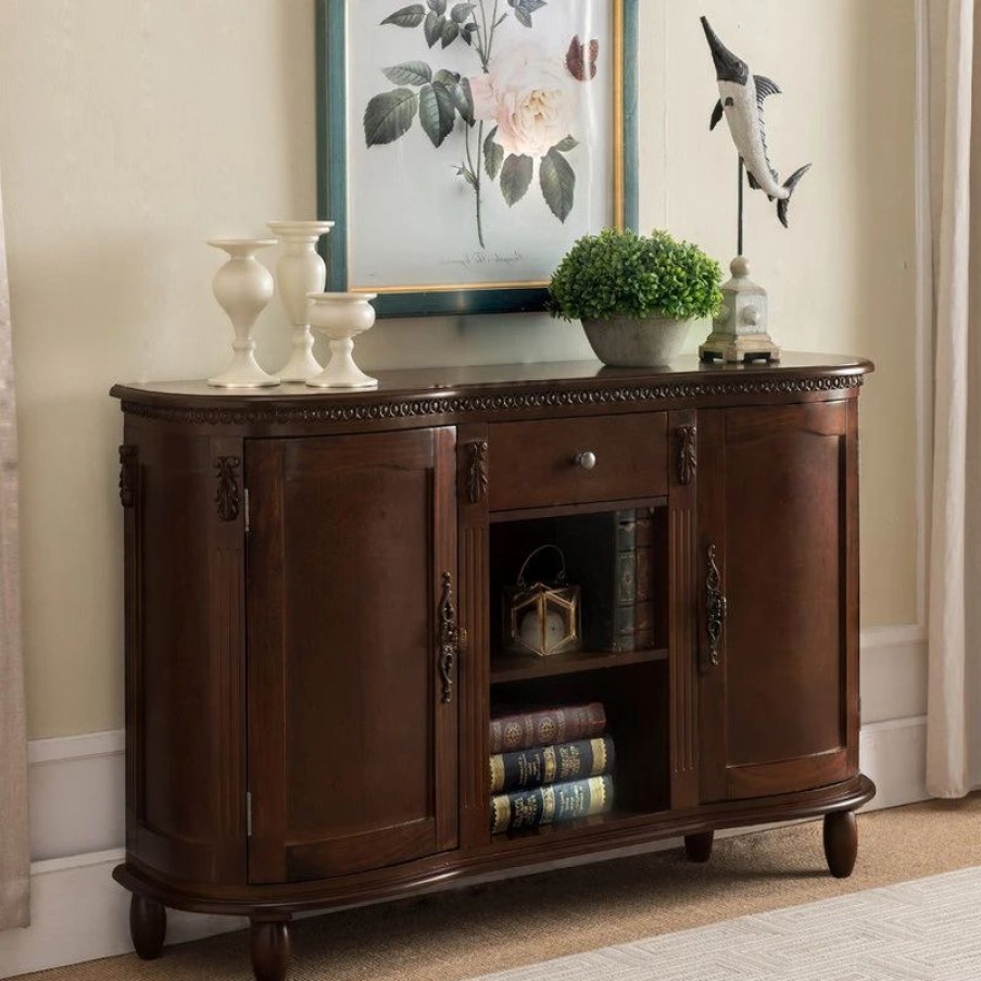 Buffets & Sideboards * | Pilaster Designs Wally Contemporary Sideboard Buffet Storage Console Table, Walnut Wood