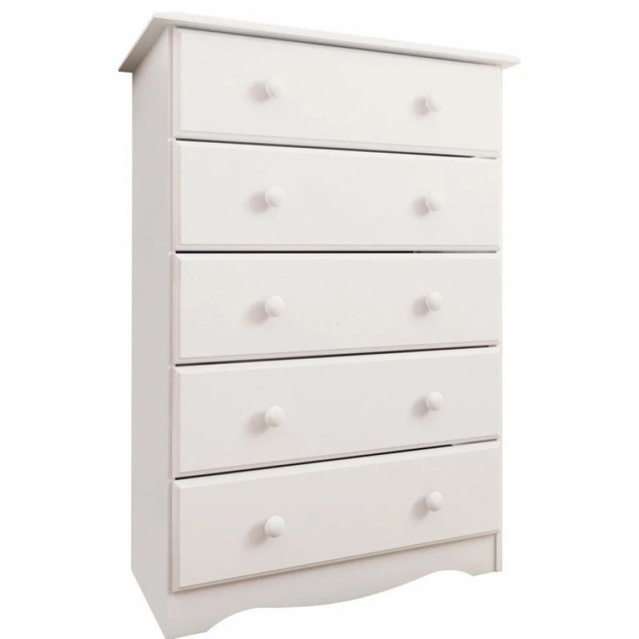 Dressers * | Palace Imports 100% Solid Wood 5-Drawer Chest, White