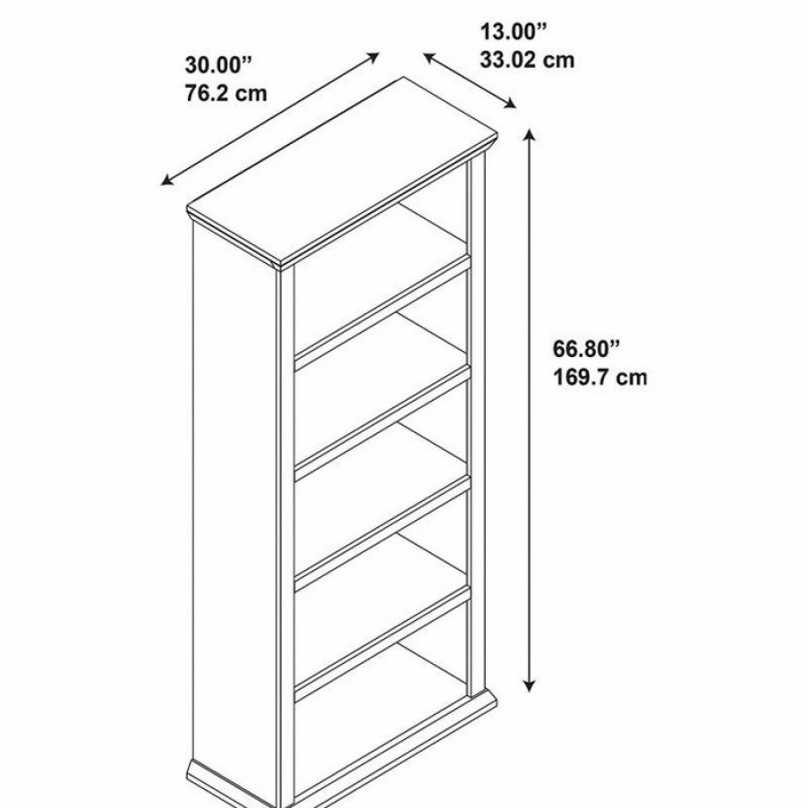 Bookcases * | Bush Business Furniture Yorktown 5 Shelf Tall Bookcase In Antique Cherry Engineered Wood