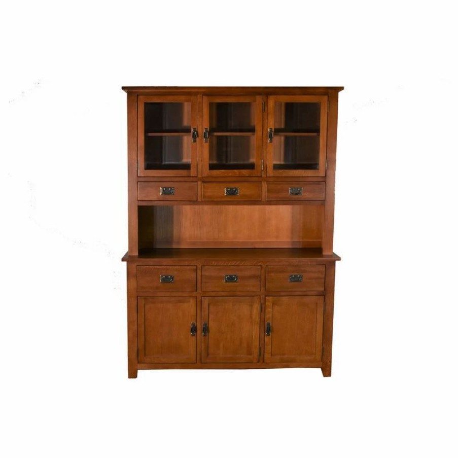 China Cabinets & Hutches * | Crafters And Weavers Mission Quarter Sawn Oak China Cabinet, Hutch