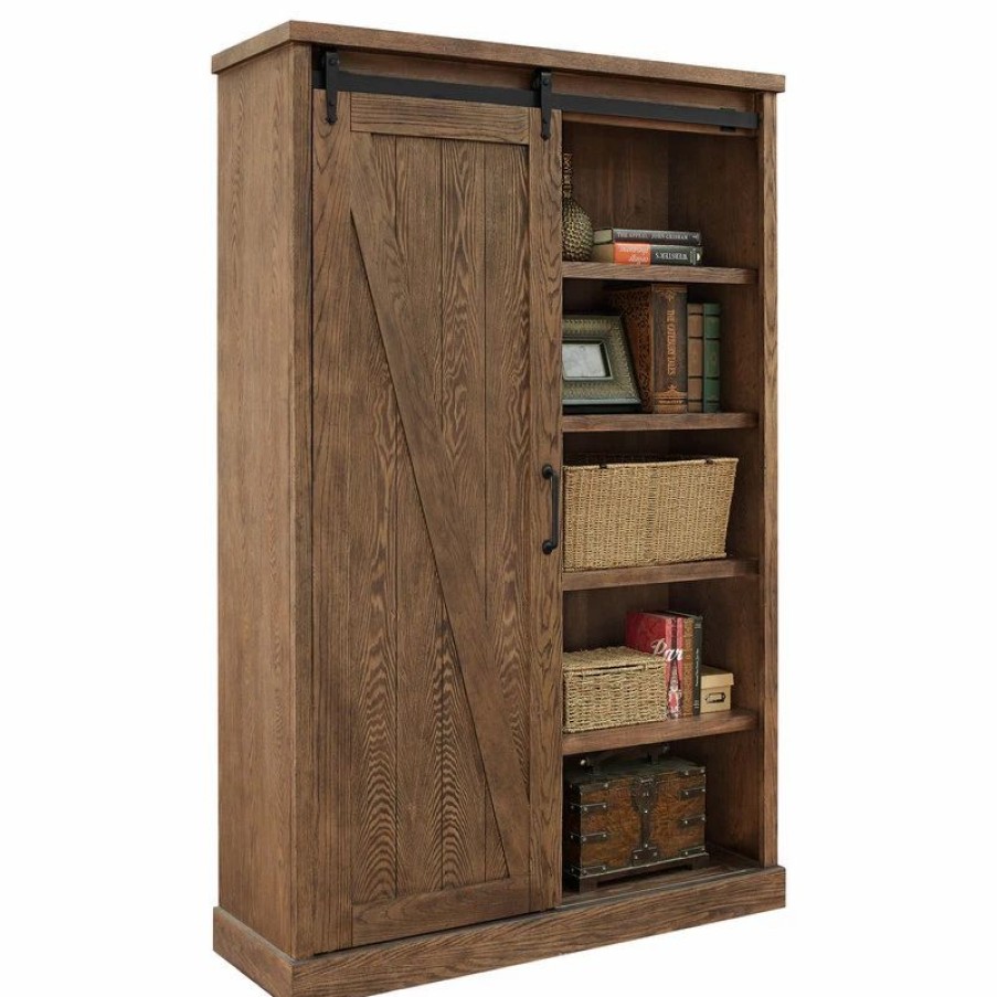 Bookcases * | Martin Furniture Avondale Bookcase In Weathered Oak