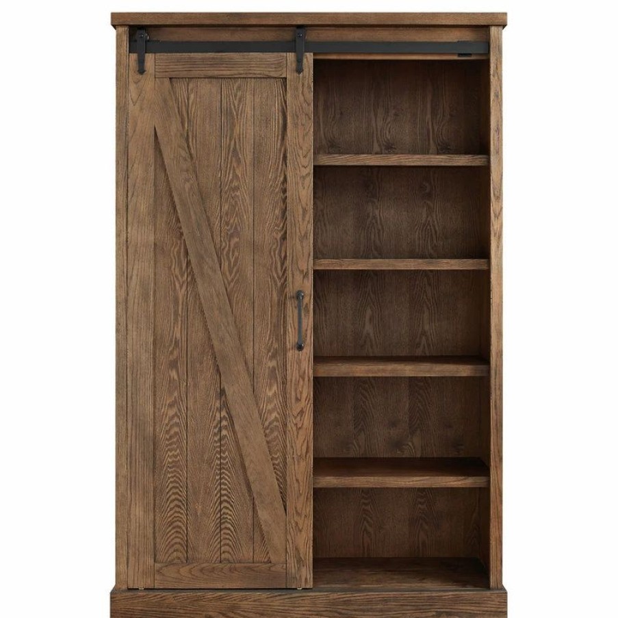 Bookcases * | Martin Furniture Avondale Bookcase In Weathered Oak