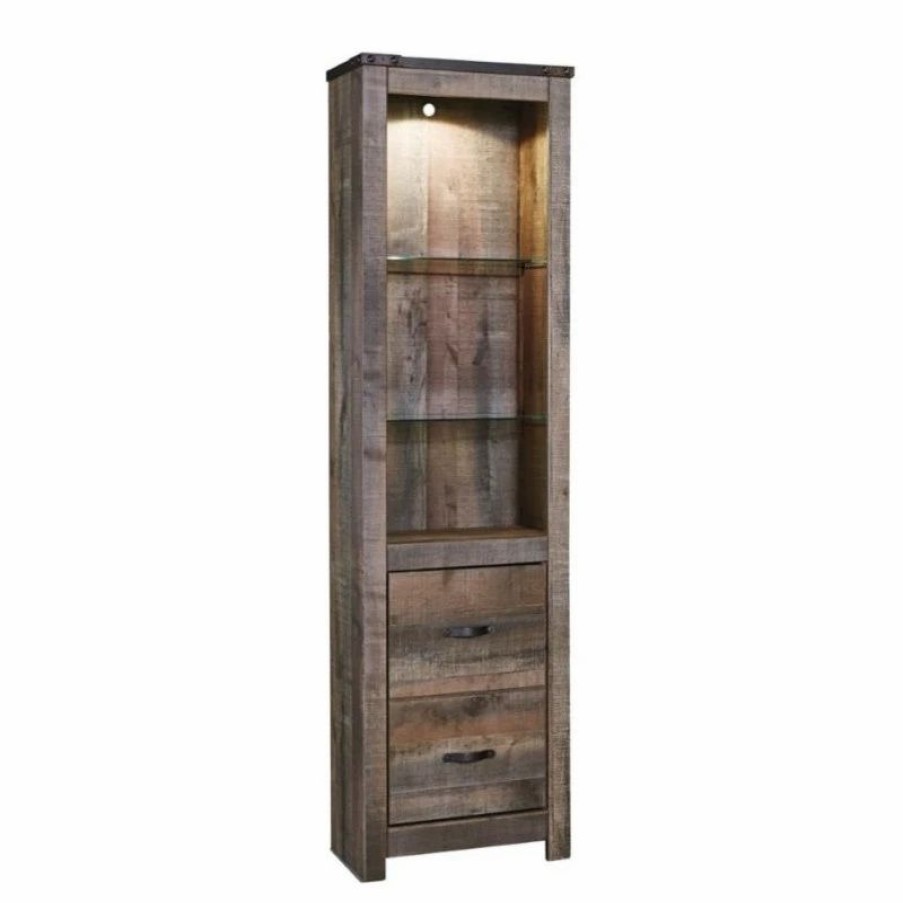 China Cabinets & Hutches * | Ashley Furniture Industries Ashley Furniture Trinell Tall Pier In Brown