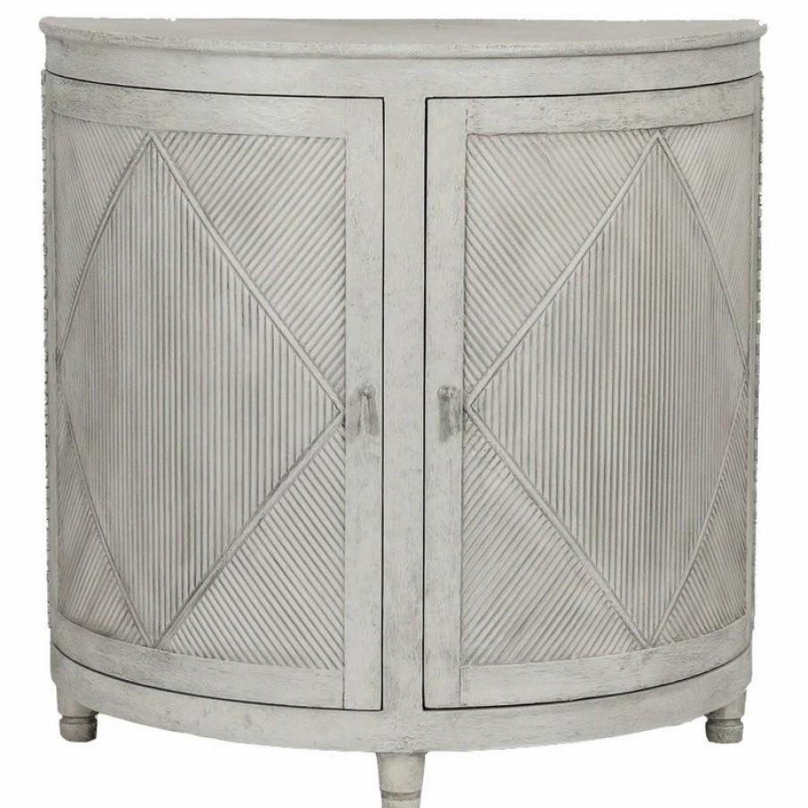 Accent Chests & Cabinets * | Gabby Chelsea Distressed White Demilune Cabinet