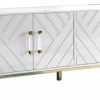 Buffets & Sideboards * | Best Master Furniture Junior 64 Transitional Wood Sideboard In White/Gold