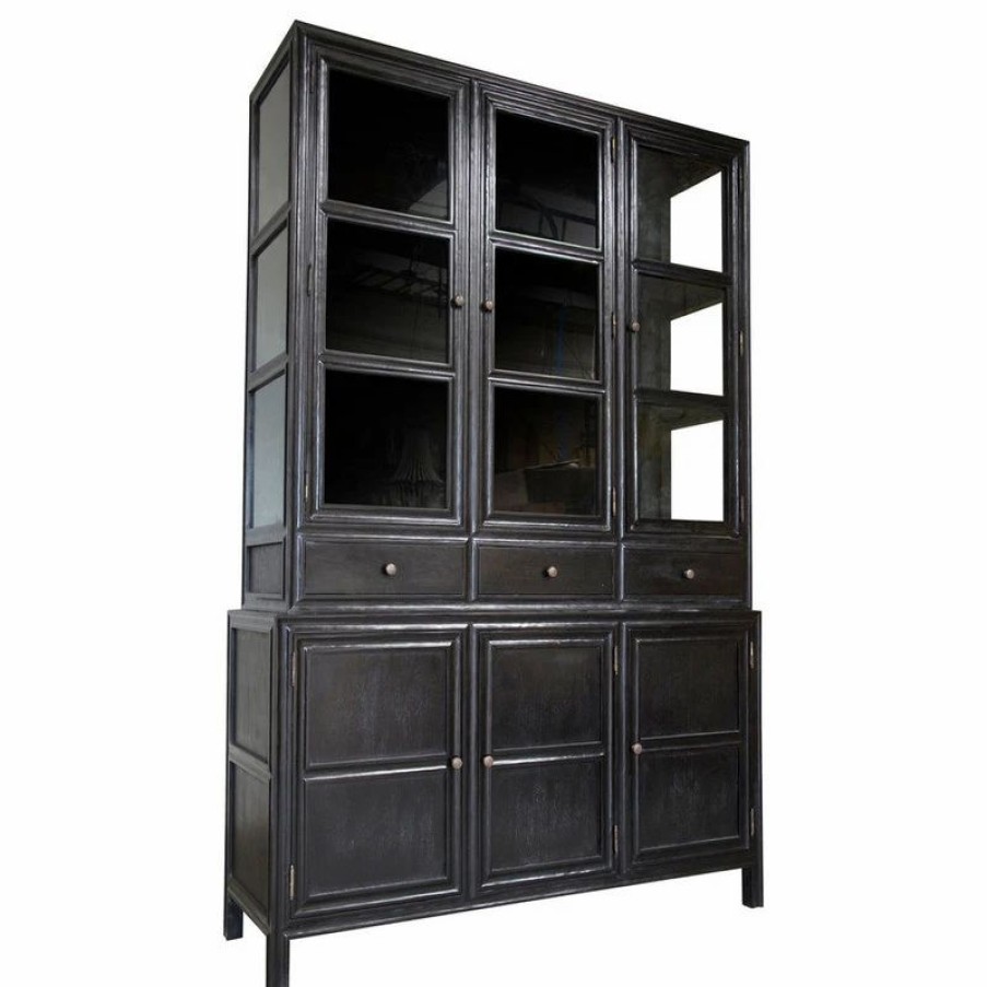 China Cabinets & Hutches * | Noir Colonial Hand Rubbed Black Hutch Garm119Hb