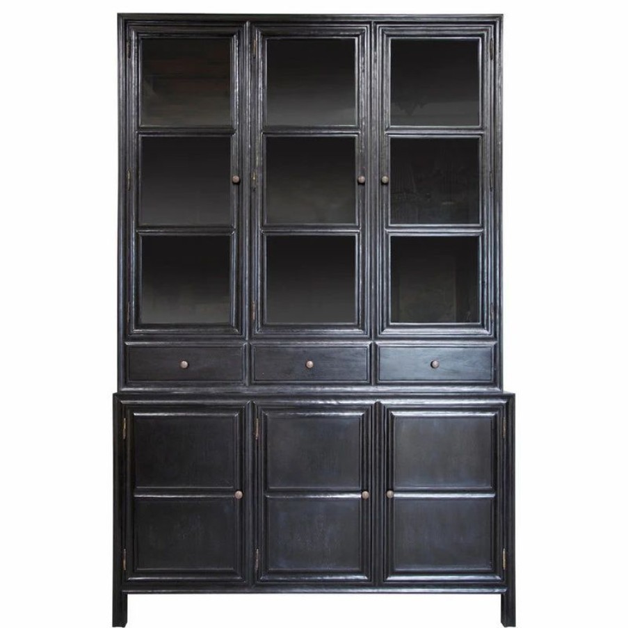 China Cabinets & Hutches * | Noir Colonial Hand Rubbed Black Hutch Garm119Hb