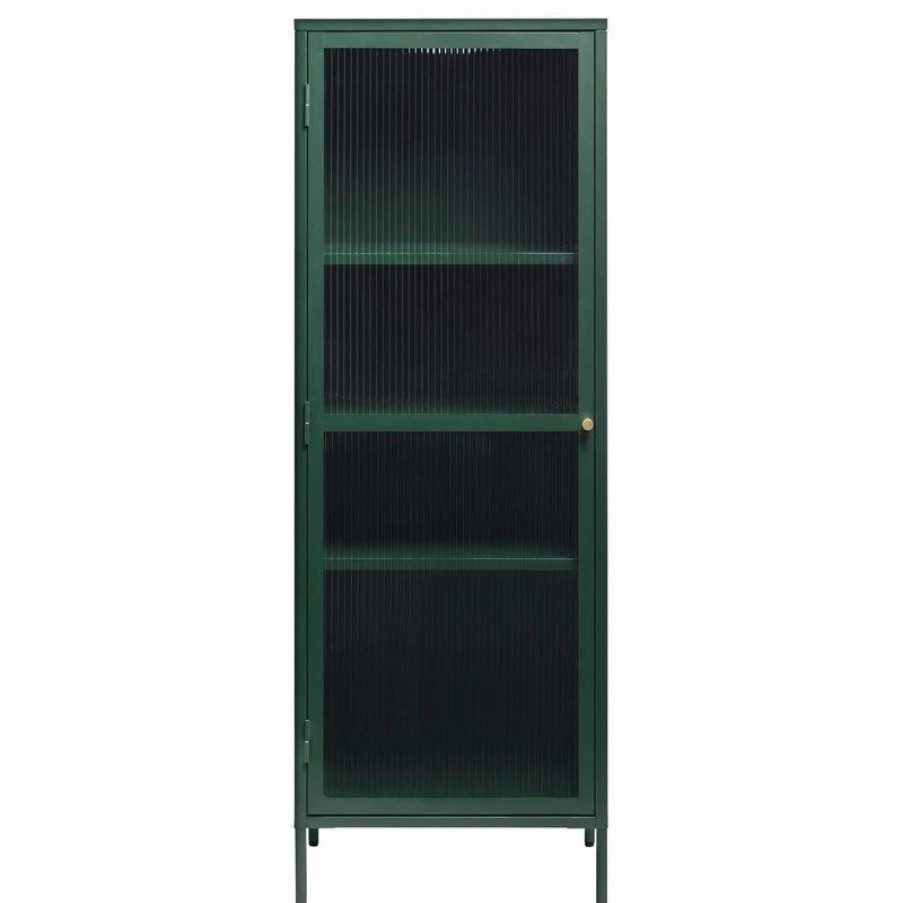 China Cabinets & Hutches * | Unique Furniture 1-Door Glass & Metal Display Cabinet In Green