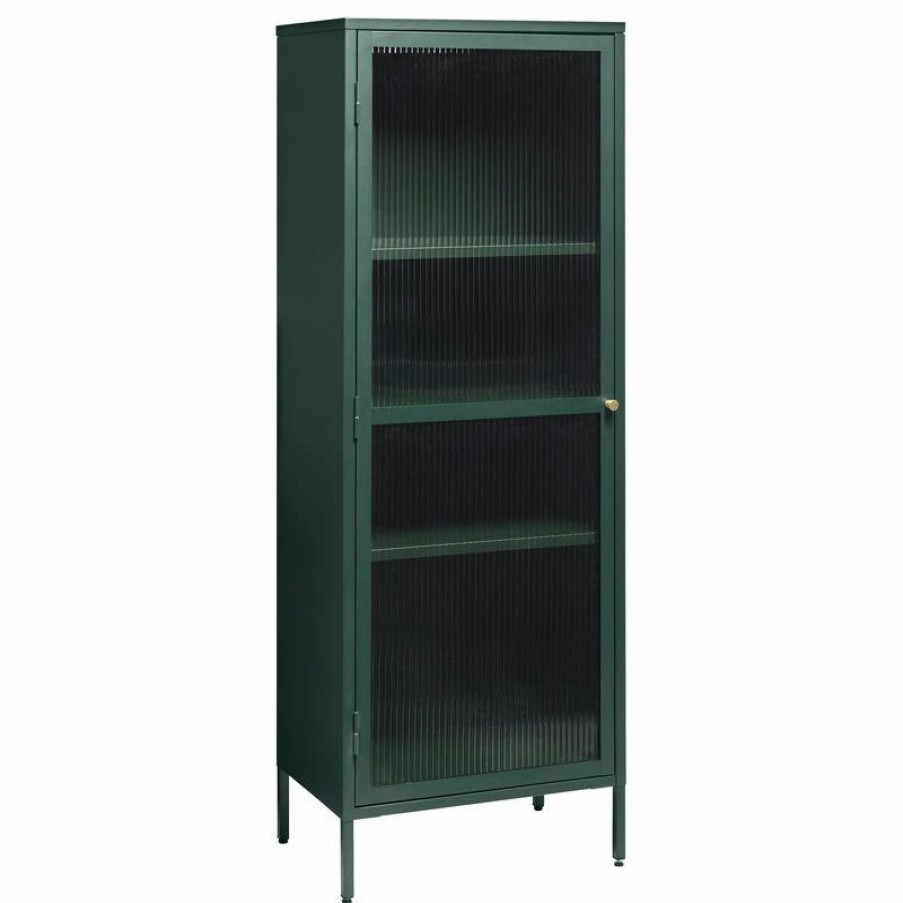 China Cabinets & Hutches * | Unique Furniture 1-Door Glass & Metal Display Cabinet In Green