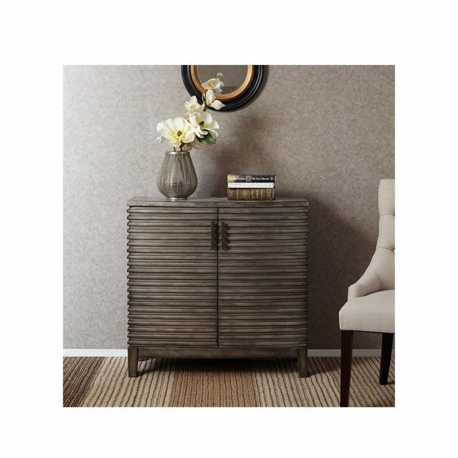 Accent Chests & Cabinets * | Olliix Madison Park Distressed Rustic 2-Door Accent Chest, Antique Grey