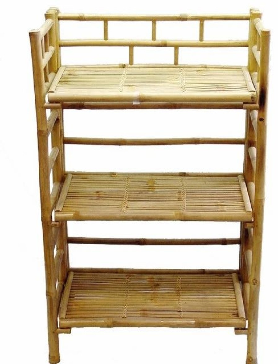 Bookcases * | Bamboo54 3-Tier Folding Bamboo Shelf