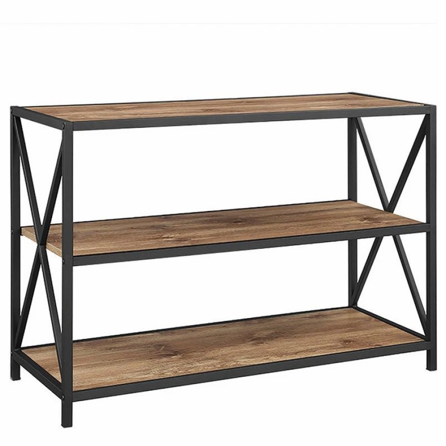 Bookcases * | Walker Edison X Frame 40 Industrial Wood Bookshelf Barnwood