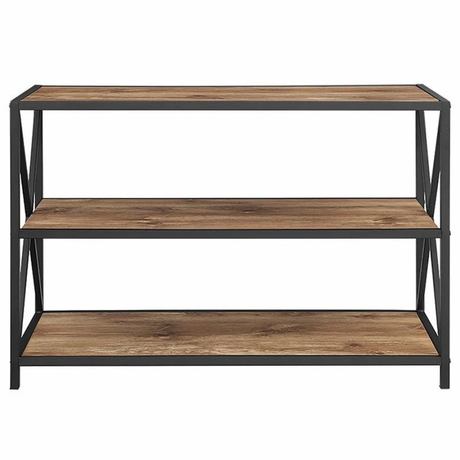 Bookcases * | Walker Edison X Frame 40 Industrial Wood Bookshelf Barnwood