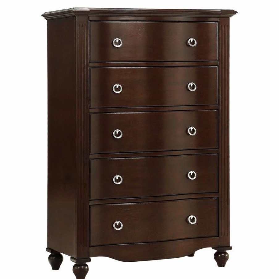 Dressers * | Domain Industries Inc. Lexicon Meghan 36 5 Dovetail Drawers Traditional Wood Chest In Espresso