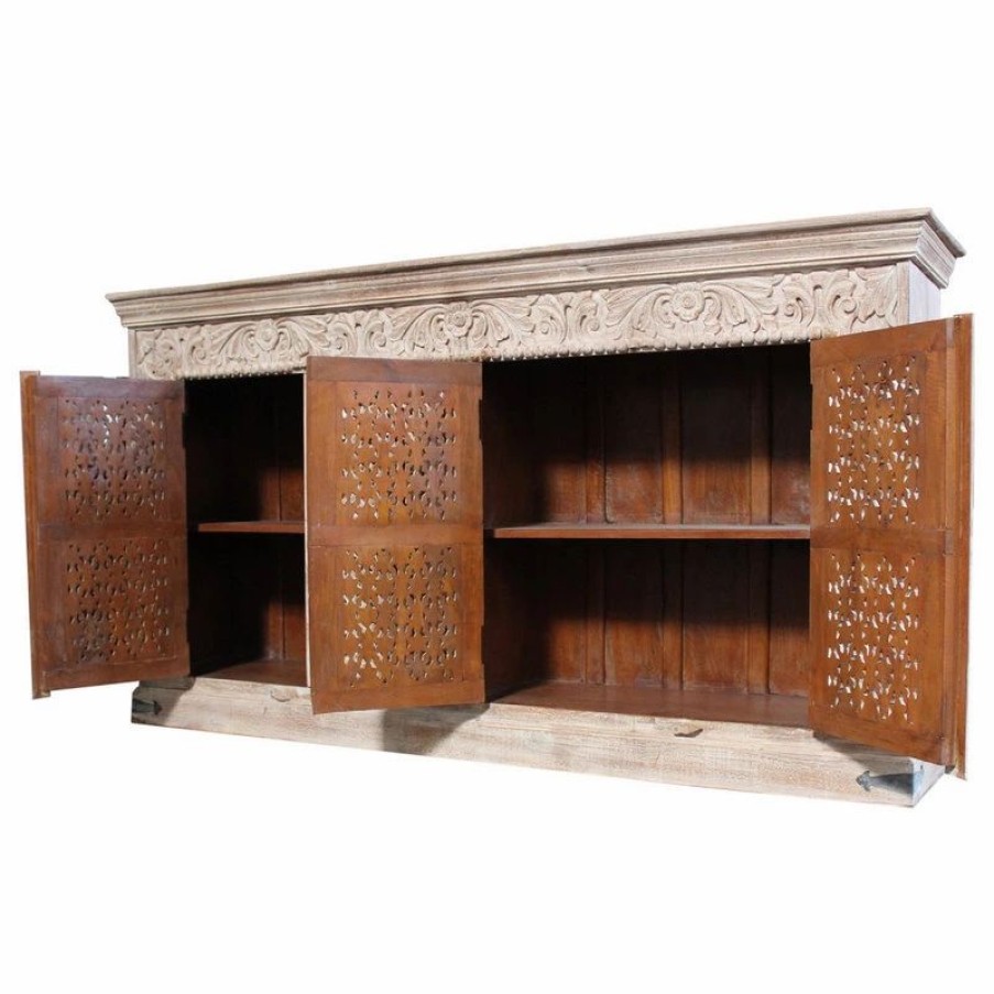 Buffets & Sideboards * | Moti Carter Toro 4 Door Carved Side Board