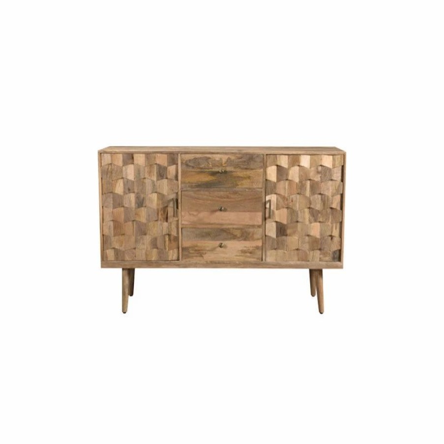 Buffets & Sideboards * | Gdfstudio Zona Mid-Century Modern Handcrafted Sideboard, Mango Wood, 3 Drawer/2 Doors