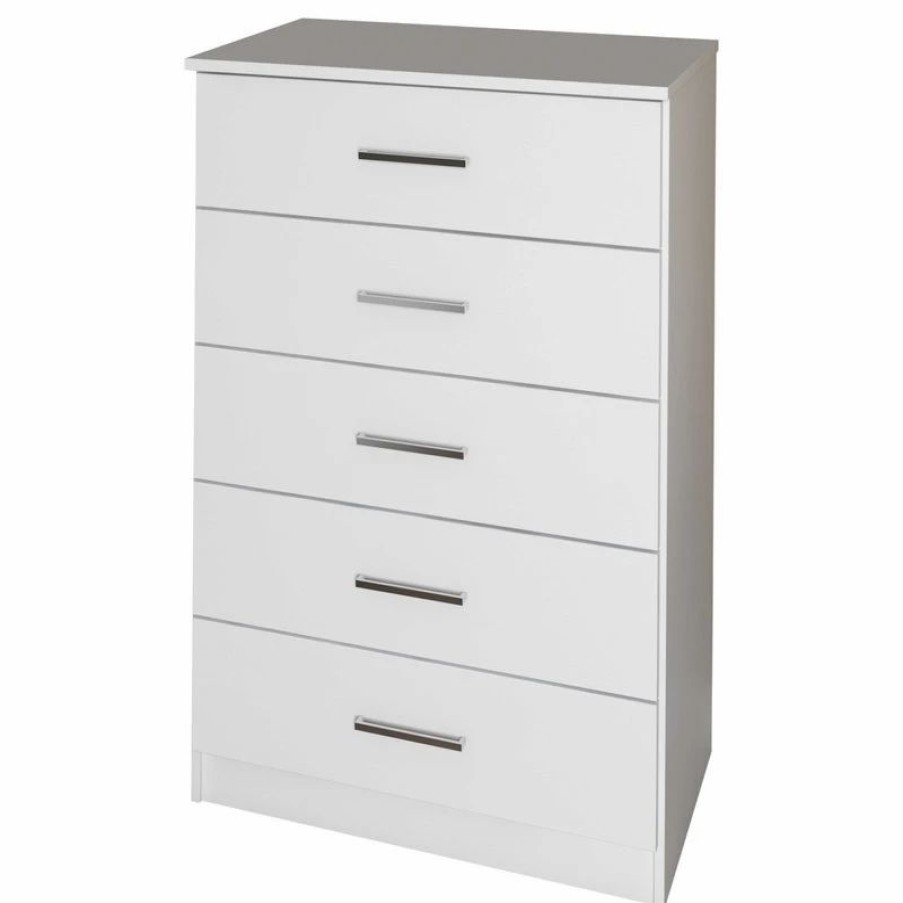 Dressers * | Palace Imports 100% Solid Wood Metro 5-Drawer Chest, White