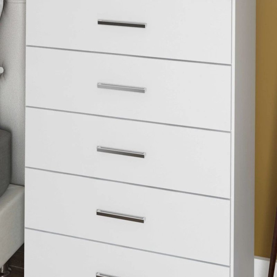 Dressers * | Palace Imports 100% Solid Wood Metro 5-Drawer Chest, White