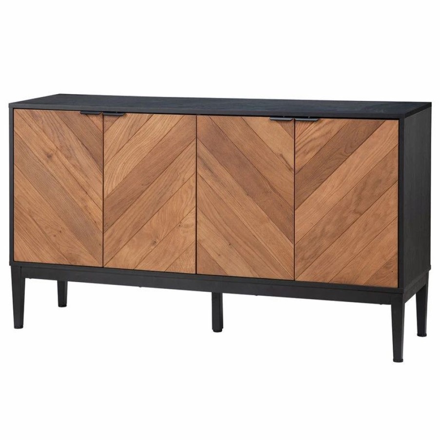 Buffets & Sideboards * | Karat Home 55 Wide 4 Door Sideboard, Black