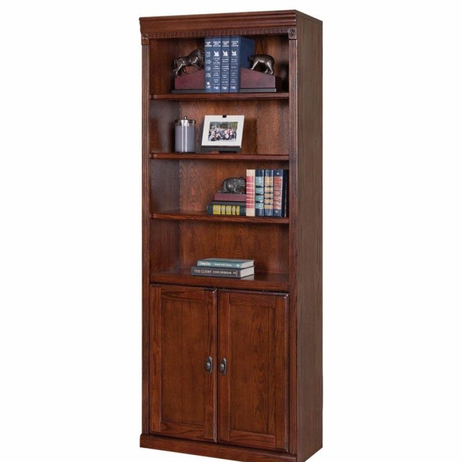 Bookcases * | Martin Furniture Huntington Oxford Library Bookcase (Burnish)