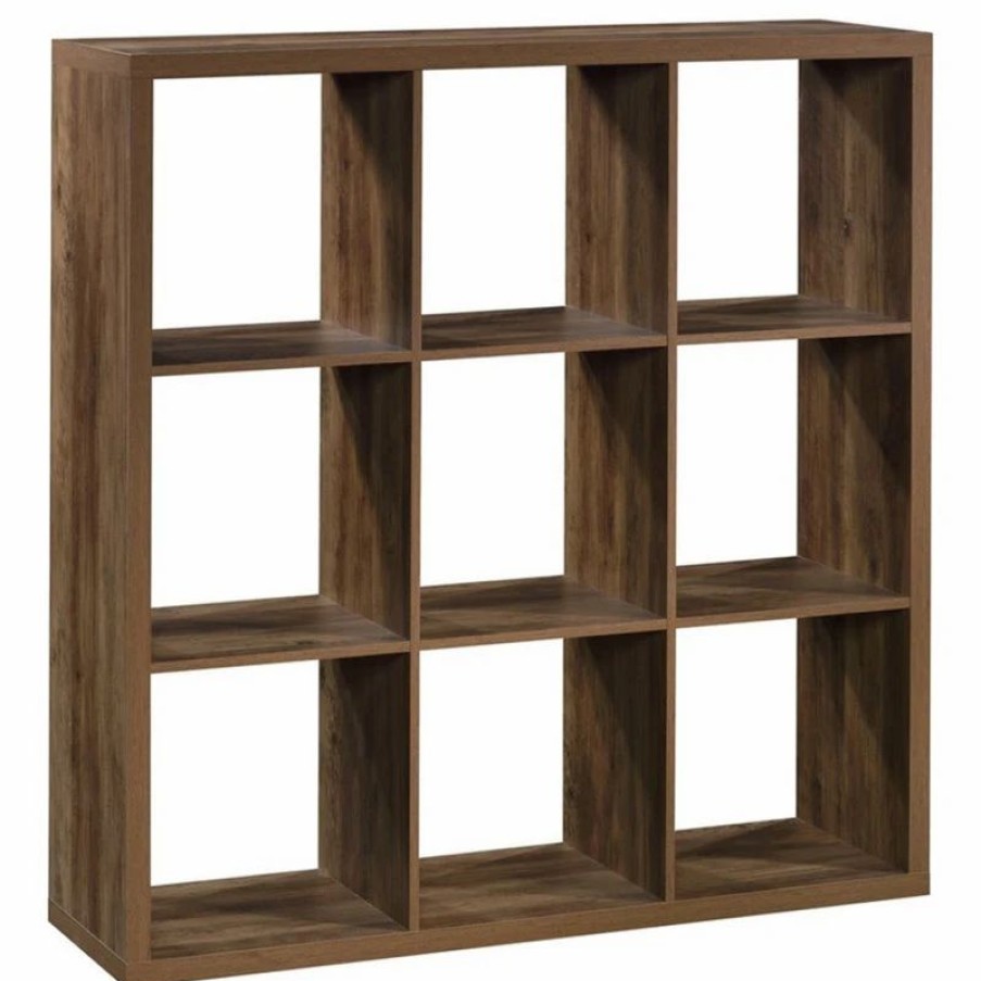 Bookcases * | Sauder Miscellaneous Storage Engineered Wood 9-Cube Organizer In Rural Pine