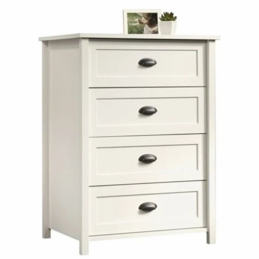 Dressers * | Bowery Hill 4 Drawer Chest In Soft White