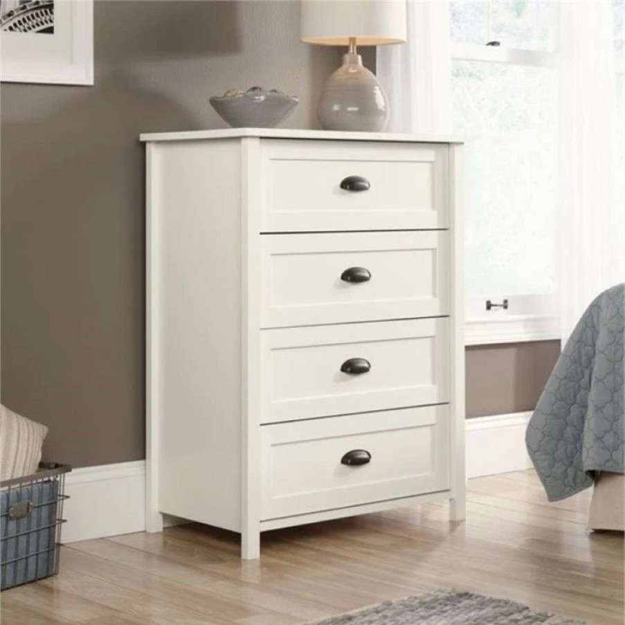 Dressers * | Bowery Hill 4 Drawer Chest In Soft White