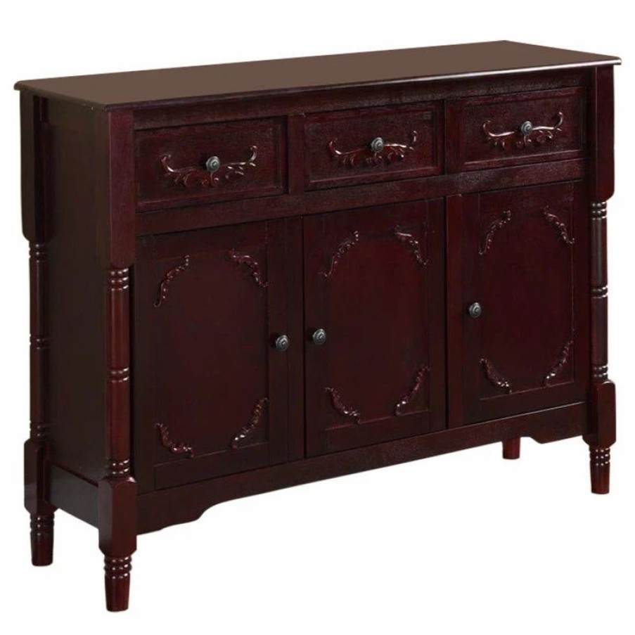 Buffets & Sideboards * | Pilaster Designs Wood Console Sideboard Table With Drawers And Storage, Cherry