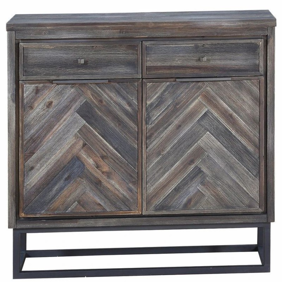 Accent Chests & Cabinets * | Coast To Coast Imports, Llc Aspen Court 2-Door 2-Drawer Cabinet, Aspen Court Herringbone