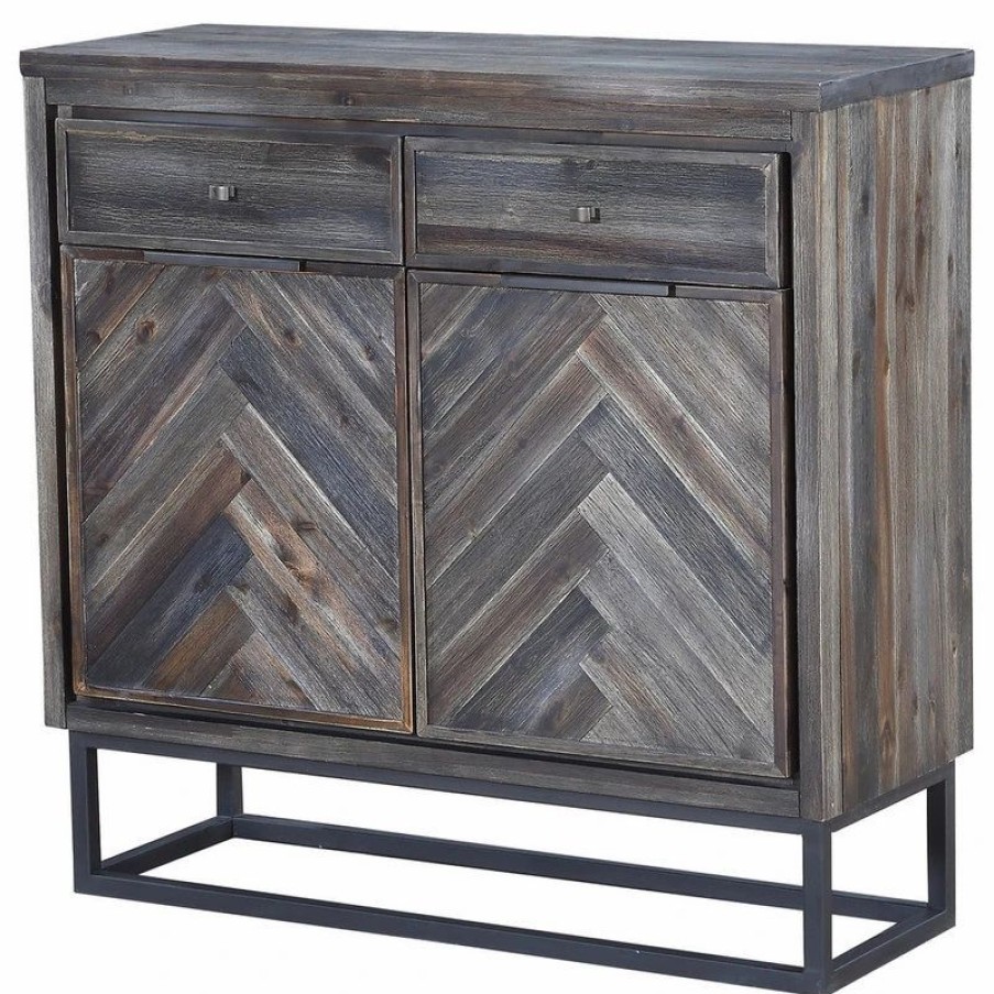 Accent Chests & Cabinets * | Coast To Coast Imports, Llc Aspen Court 2-Door 2-Drawer Cabinet, Aspen Court Herringbone