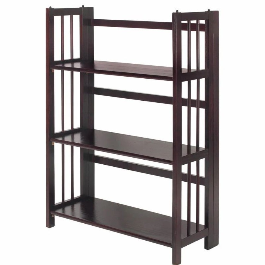 Bookcases * | Casual Home 3 Shelf Folding Bookcase, Espresso, Large, 3 Shelf