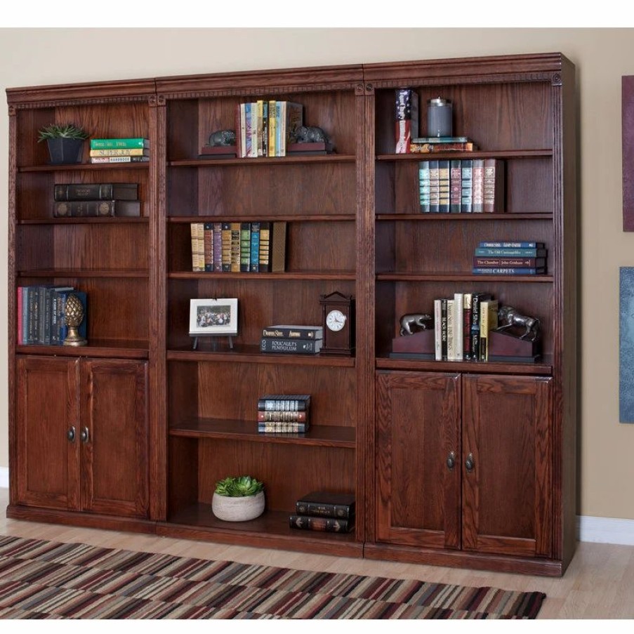 Bookcases * | Martin Furniture Huntington Oxford Library Bookcase (Burnish)