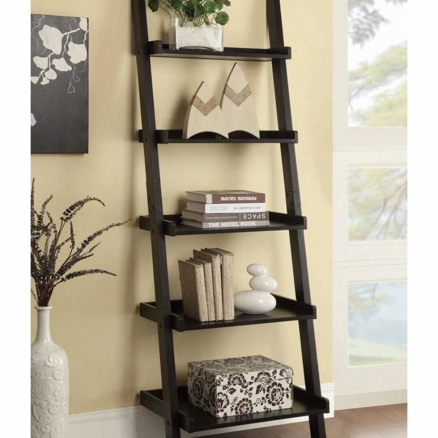 Bookcases * | Coaster Home Furnishings Coaster Cappuccino Ladder Bookcase With 5-Shelf