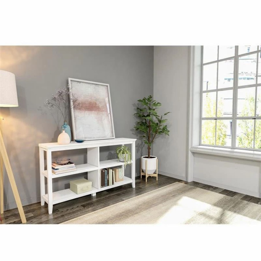 Bookcases * | New Ridge Home Goods 2-Tier Low Traditional Wooden Bookcase In White