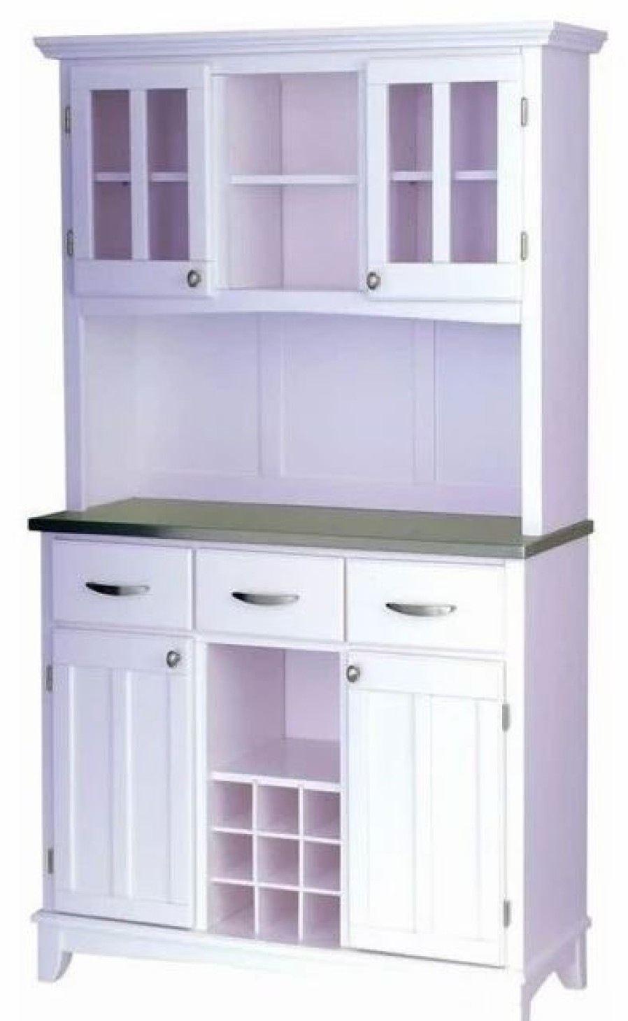 China Cabinets & Hutches * | Bowery Hill Wine Rack Buffet And 2 Door Hutch In White