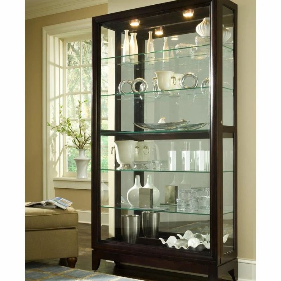 China Cabinets & Hutches * | Pulaski Furniture Pulaski Chocolate Cherry Two Way Sliding Door Curio